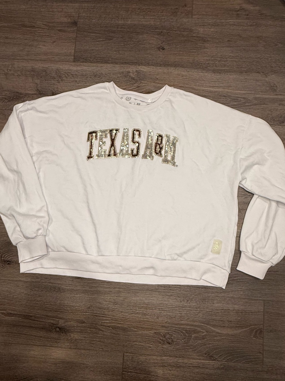 Pressbox Texas A&M Janise Sequin Crewneck Sweatshirt, White, XL